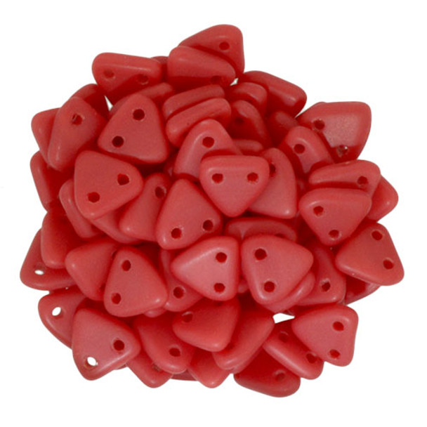 2-Hole TRIANGLE Beads 6mm CzechMates MATTE OPAQUE RED