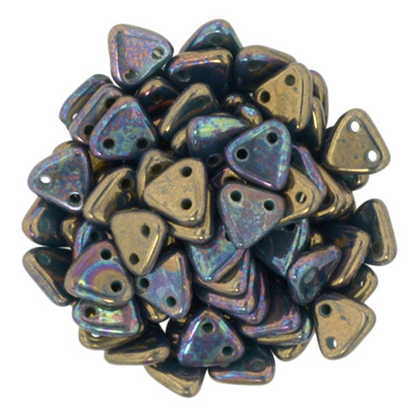 2-Hole TRIANGLE Beads 6mm CzechMates OXIDIZED BRONZE