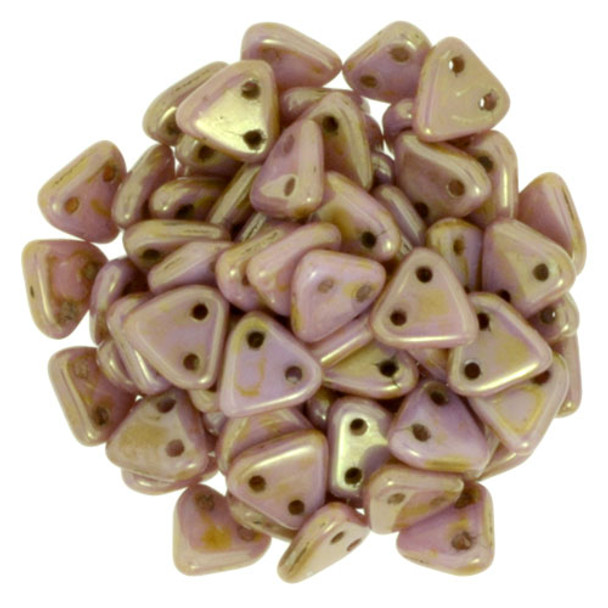 2-Hole TRIANGLE Beads 6mm CzechMates LUSTER OPAQUE ROSE GOLD TOPAZ