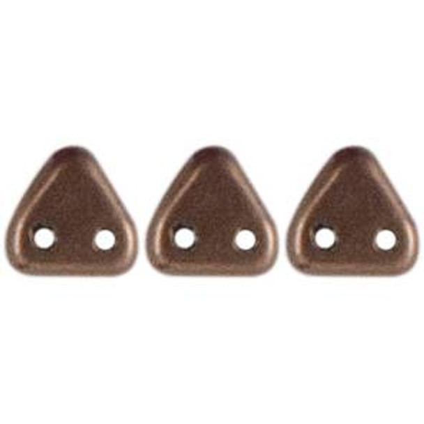 2-Hole TRIANGLE Beads 6mm CzechMates SUEDED GOLD ASH ROSE