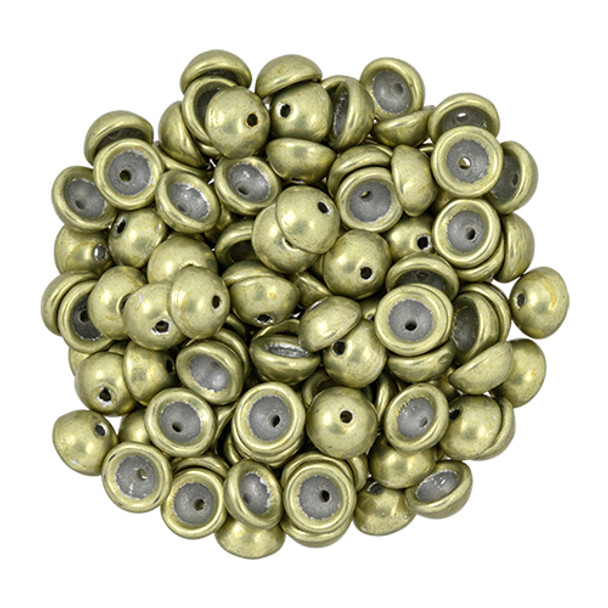 TEACUP 2x4mm Czech Glass Beads SATURATED METALLIC LIMELIGHT