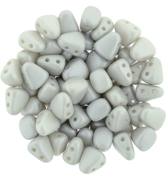 2-Hole NIB-BIT 6x5mm Czech Glass Beads POWDERY PASTEL GRAY