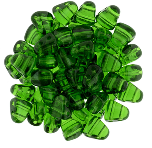 2-Hole NIB-BIT 6x5mm Czech Glass Beads GREEN