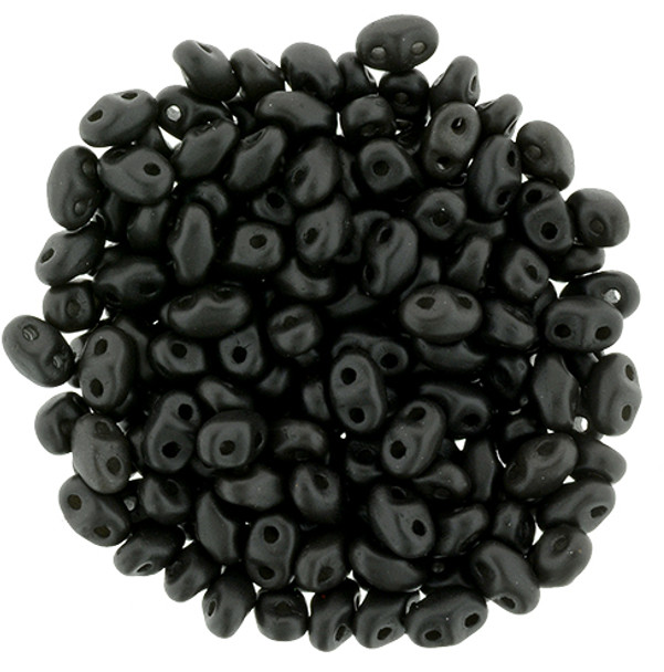 MiniDuo 2x4mm 2-Hole Czech Glass Beads SATIN METALLIC BLACK