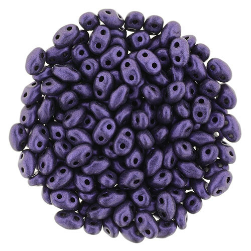 MiniDuo 2x4mm 2-Hole Czech Glass Beads METALLIC SUEDE PURPLE