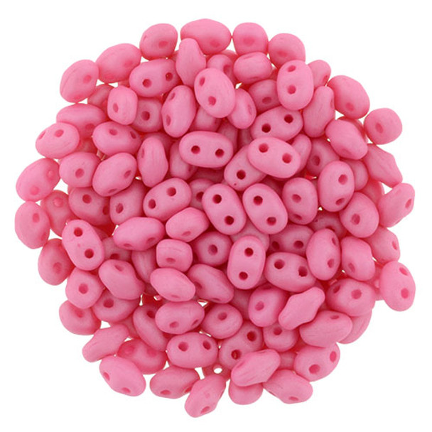 MiniDuo 2x4mm 2-Hole Czech Glass Beads SATURATED NEON PINK