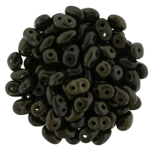 2-Hole SUPERDUO 2x5mm Czech Glass Seed Beads METALLIC SUEDE DK GREEN