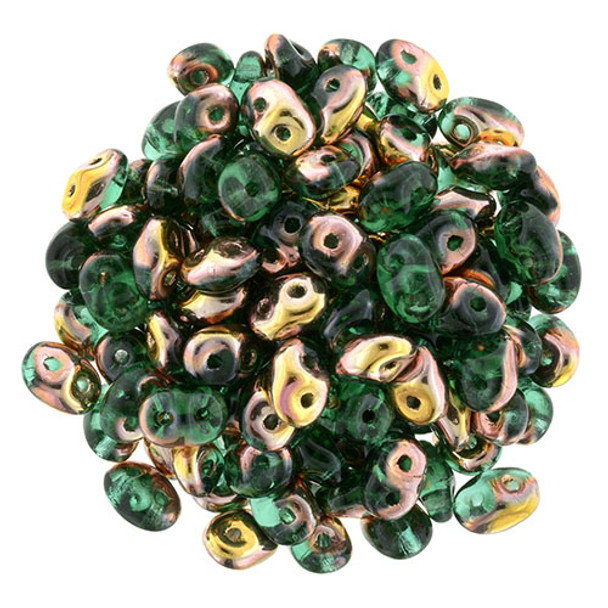 2-Hole SUPERDUO 2x5mm Czech Glass Seed Beads APOLLO EMERALD