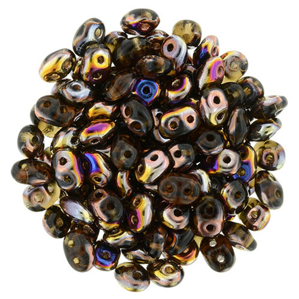 2-Hole SUPERDUO 2x5mm Czech Glass Seed Beads SMOKEY TOPAZ ARTEMIS