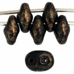 2-Hole SUPERDUO 2x5mm Czech Glass Seed Beads JET BRONZE PICASSO