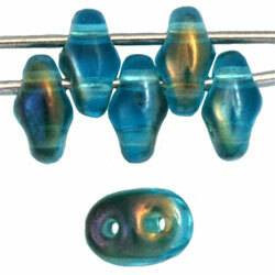 2-Hole SUPERDUO 2x5mm Czech Glass Seed Beads TWILIGHT AQUAMARINE