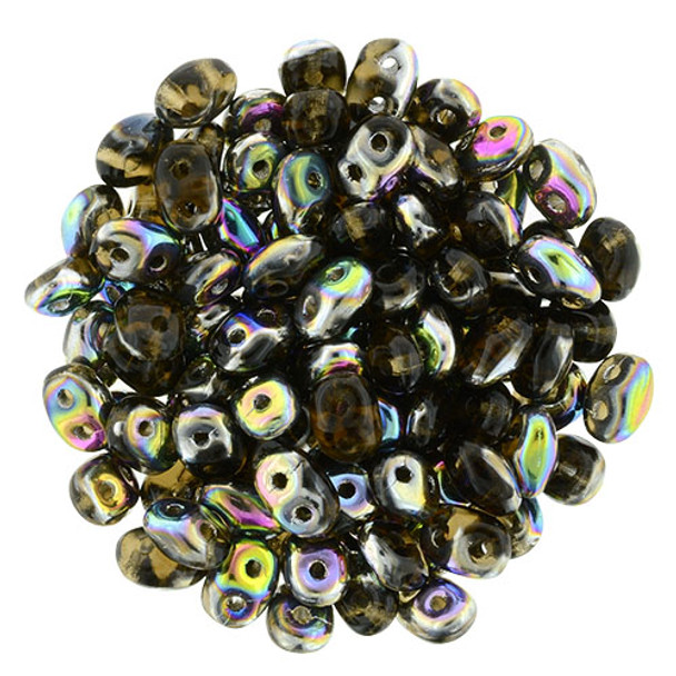 2-Hole SUPERDUO 2x5mm Czech Glass Seed Beads SMOKY TOPAZ VITRAIL