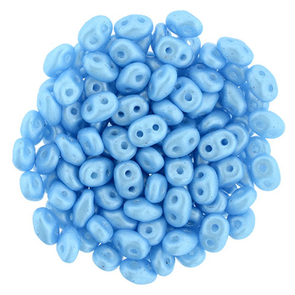 2-Hole SUPERDUO 2x5mm Czech Glass Seed Beads PEARL SHINE BABY BLUE