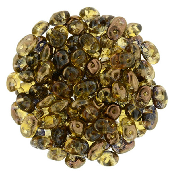 2-Hole SUPERDUO 2x5mm Czech Glass Seed Beads BRONZE LUSTER TOPAZ