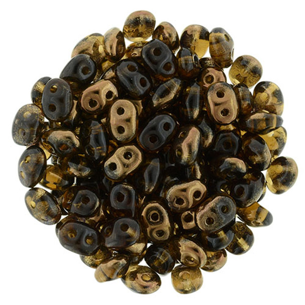 2-Hole SUPERDUO 2x5mm Czech Glass Seed Beads BRONZE LUSTER SMOKEY TOPAZ