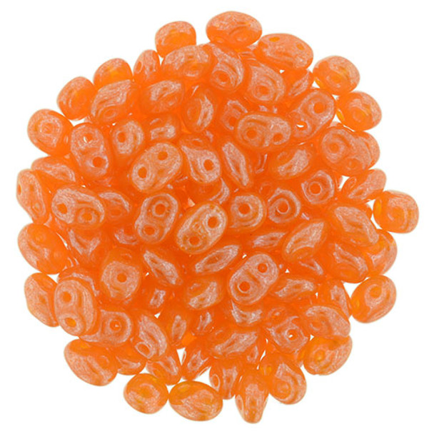 2-Hole SUPERDUO 2x5mm Czech Glass Seed Beads LUSTER MILKY ORANGE