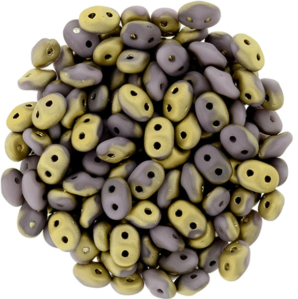 2-Hole SUPERDUO 2x5mm Czech Glass Seed Beads FOOL'S GOLD OPAQUE AMETHYST