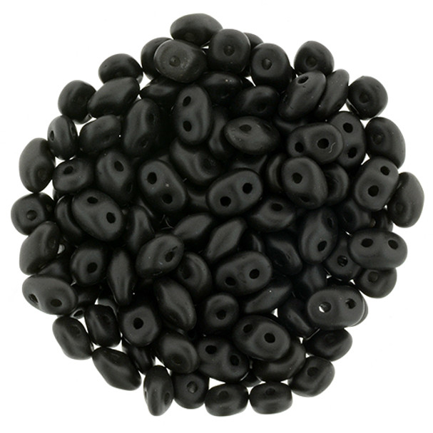 2-Hole SUPERDUO 2x5mm Czech Glass Seed Beads SATIN METALLIC BLACK