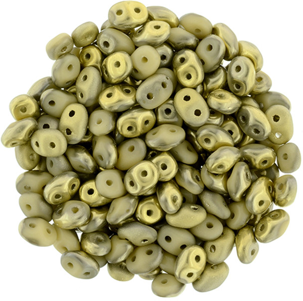 2-Hole SUPERDUO 2x5mm Czech Glass Seed Beads FOOL'S GOLD OPAQUE BEIGE