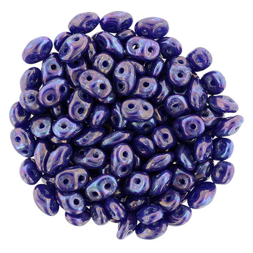 2-Hole SUPERDUO 2x5mm Czech Glass Seed Beads NEBULA OPAQUE BLUE