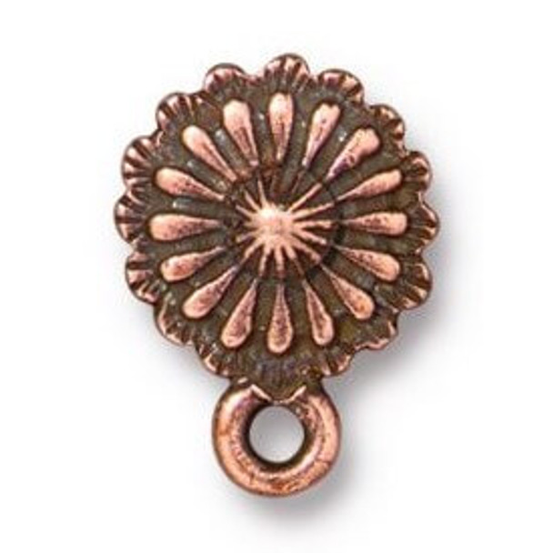 TierraCast EARRING POSTS w/Ring-Concho-Antiqued Copper Plated