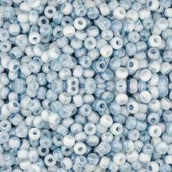 Toho ROUND 11/0 Seed Beads MARBLED OPAQUE WHITE BLUE