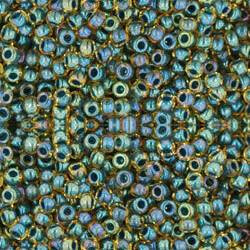 Toho ROUND 11/0 Seed Beads RAINBOW TOPAZ OPAQUE EMERALD LINED