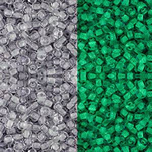 Toho ROUND 11/0 Seed Beads GLOW IN THE DARK GRAY CRYSTAL BRIGHT GREEN