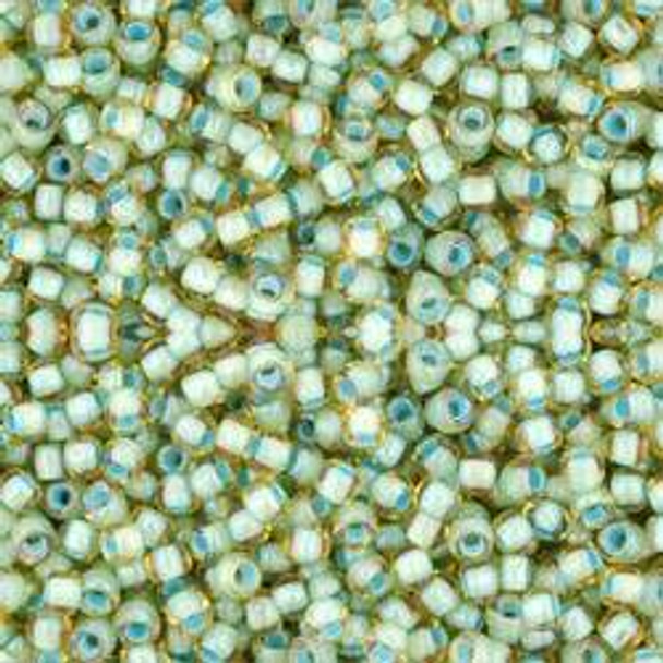 Toho ROUND 11/0 Seed Beads RAINBOW LT TOPAZ SEA FOAM LINED