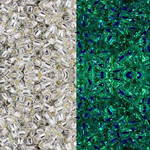 Toho ROUND 11/0 Seed Beads GLOW IN THE DARK SILVER LINED CRYSTAL GLOW GREEN