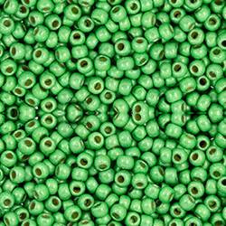 Toho ROUND 11/0 Seed Beads PERMAFINISH MATTE GALVANIZED GREEN APPLE