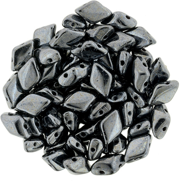 2-Hole GEMDUO 8x5mm Czech Glass Beads HEMATITE