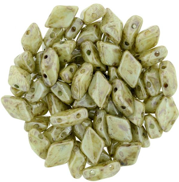 2-Hole GEMDUO 8x5mm Czech Glass Beads LUSTER ULTRA OPAQUE GREEN