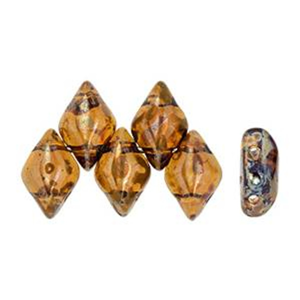 2-Hole GEMDUO Czech Glass Beads SMOKY TOPAZ REMBRANDT