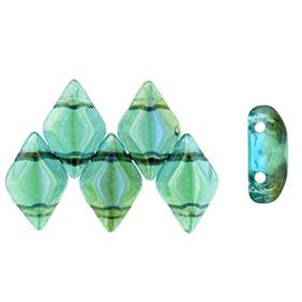 2-Hole GEMDUO Czech Glass Beads TWILIGHT AQUAMARINE