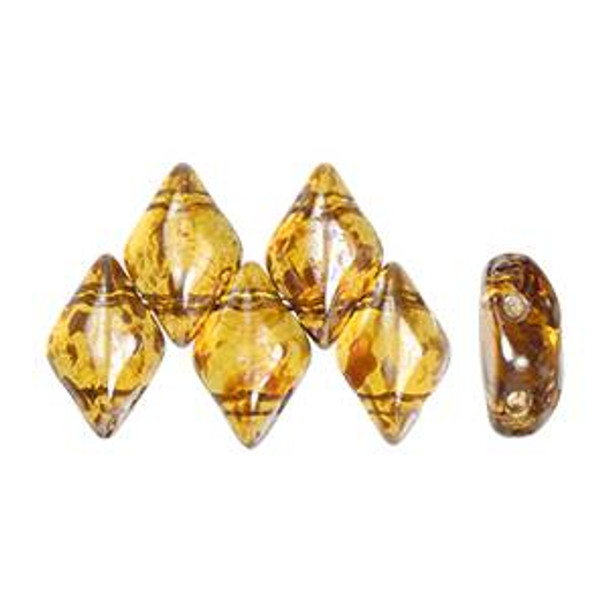 2-Hole GEMDUO Czech Glass Beads MED TOPAZ REMBRANDT