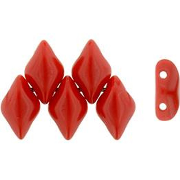 2-Hole GEMDUO 8x5mm Czech Glass Beads OPAQUE RED