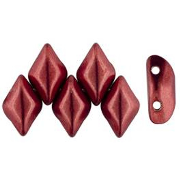 2-Hole GEMDUO 8x5mm Czech Glass Beads SUEDED GOLD SAMBA RED