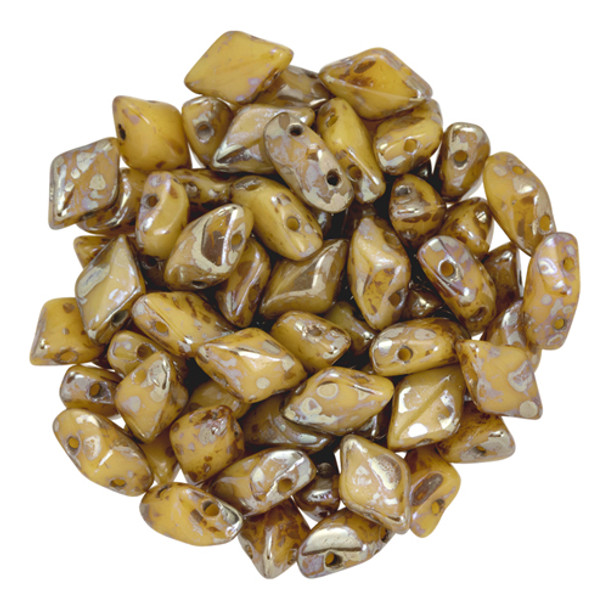 2-Hole GEMDUO 8x5mm Czech Glass Beads OPAQUE BEIGE REMBRANDT