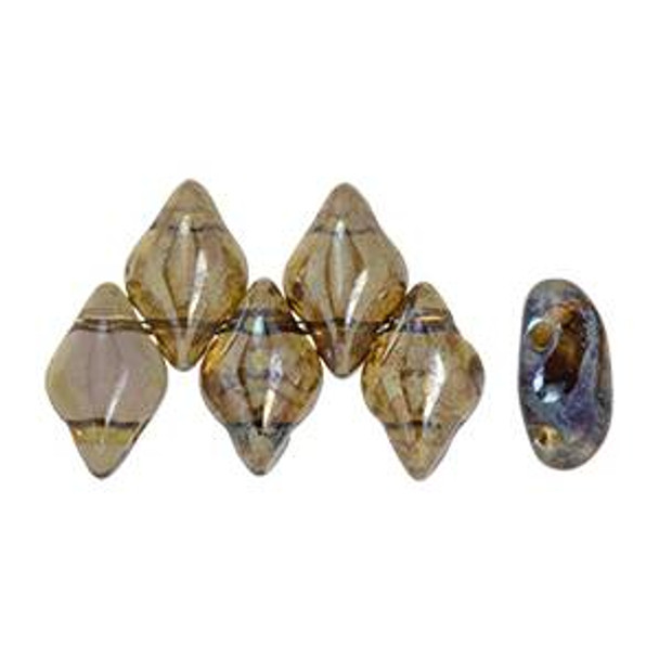 2-Hole GEMDUO 8x5mm Czech Glass Beads TANZANITE REMBRANDT