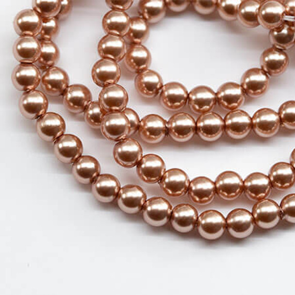 Krakovski Crystal Round Pearls 4mm ROSE GOLD-Strand