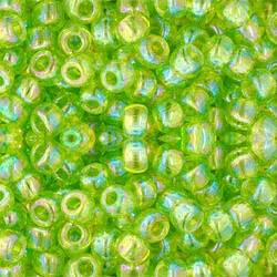 Toho ROUND 6/0 Seed Beads TRANSPARENT RAINBOW LIME GREEN