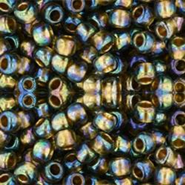 Toho ROUND 6/0 Seed Beads GOLD LINED RAINBOW BLACK DIAMOND