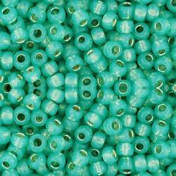 Toho ROUND 8/0 Seed Beads SILVER LINED MILKY DARK PERIDOT