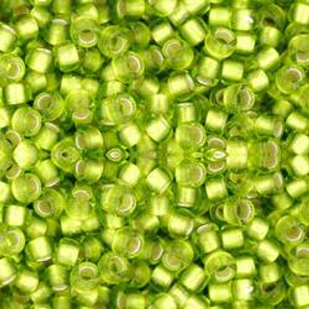 Toho ROUND 8/0 Seed Beads SILVER LINED FROSTED LIME GREEN