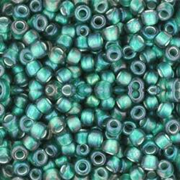 Toho ROUND 8/0 Seed Beads FROSTED CRYSTAL PRAIRIE GREEN LINED