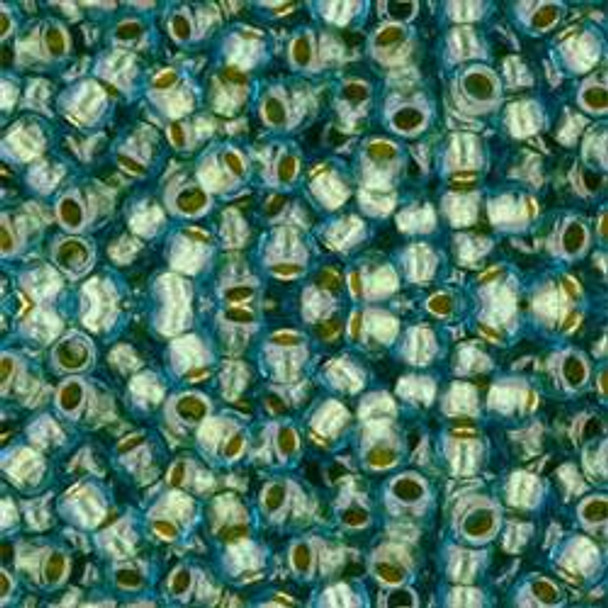 Toho ROUND 8/0 Seed Beads AQUA GOLD LINED