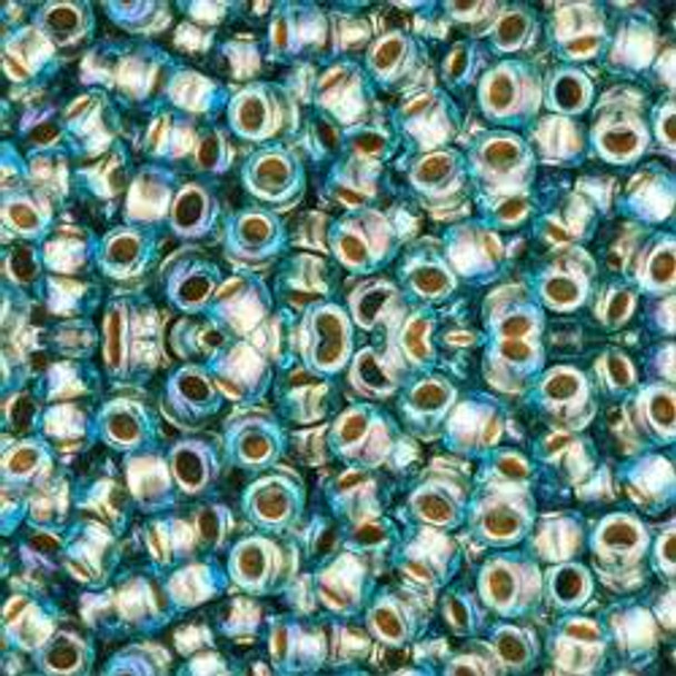 Toho ROUND 8/0 Seed Beads GOLD LINED RAINBOW AQUA