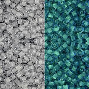 Toho ROUND 8/0 Seed Beads GLOW IN THE DARK GRAY CRYSTAL BRIGHT GREEN