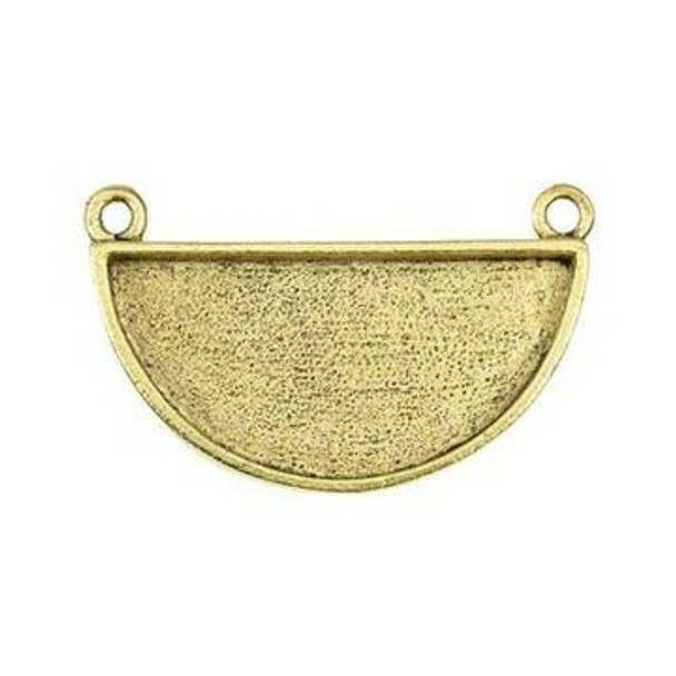 NUNN DESIGN Half Circle Grande Bezel Pendant Antique Gold Plated Pewter